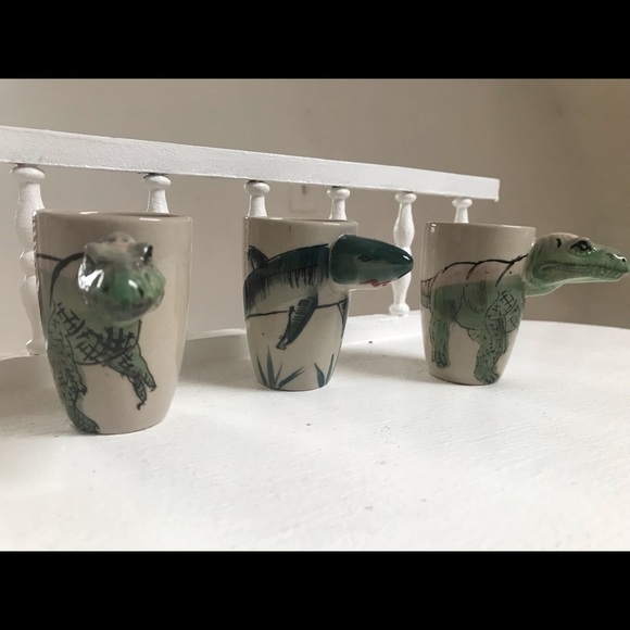 Ceramic 3D Sculptural Dinosaur Shark Cups Planters - Picture 8 of 8